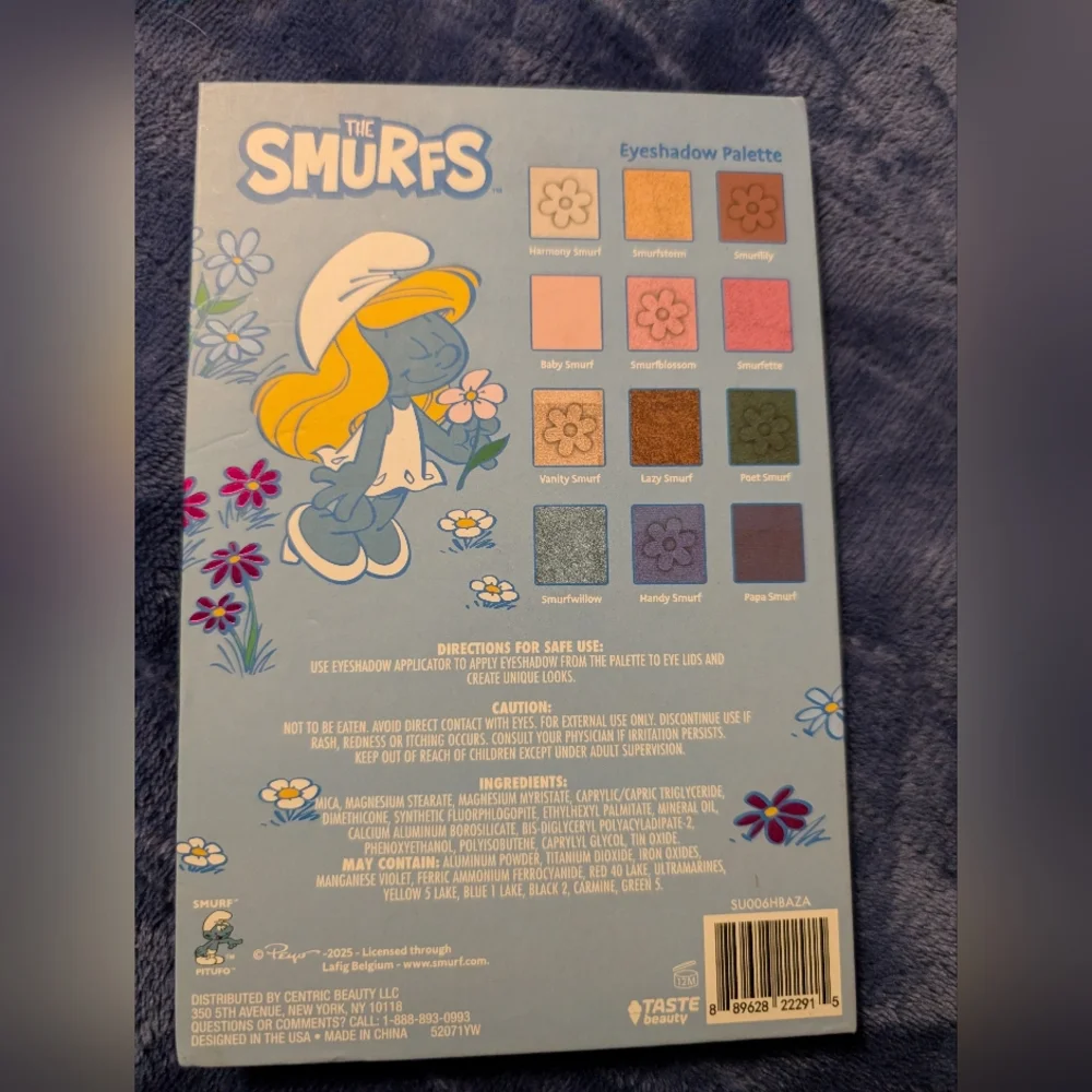 TASTE BEAUTY X THE SMURFS 12 Eyeshadow Palette W/ Mirror BRAND NEW
